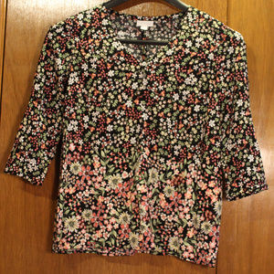 J. Jill Small Petite Floral V Neck Top